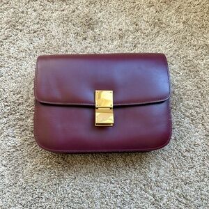Celine Burgundy Leather Classic Medium